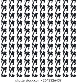 Geometric houndstooth black and white seamless pattern with pied-de-poule ornament. Monochrome graphic design. Modern minimalist stylish squared background. Vector chequered motif for fabric, textile.