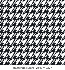 Padrão geométrico sem costura preto e branco com ornamento pied-de-poule. Design gráfico monocromático. Moderno minimalista fundo quadrado elegante. Motivo quadriculado vetorial para tecido, têxtil.