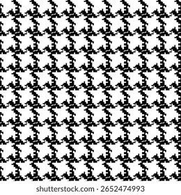 Padrão geométrico sem costura preto e branco com ornamento pied-de-poule. Design gráfico monocromático. Moderno minimalista fundo quadrado elegante. Motivo quadriculado vetorial para tecido, têxtil.