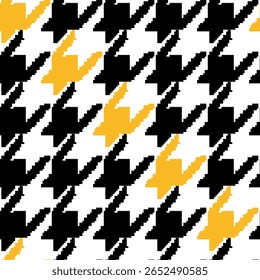 Motif géométrique pied de poule noir et blanc harmonieux avec ornement pie-de-poule. Création graphique monochrome. Arrière-plan carré élégant minimaliste moderne. Image vectorielle motif à carreaux pour tissu, textile.