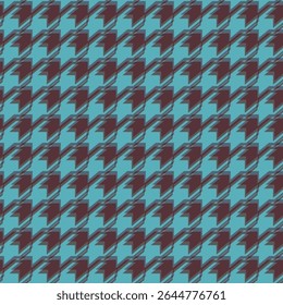 Padrão geométrico sem emenda azul e marrom com ornamento em forma de palha. Design gráfico monocromático. Moderno minimalista fundo quadrado elegante. Motivo quadriculado vetorial para tecido, têxtil.