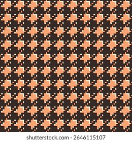 Padrão geométrico houndstooth marrom sem costura com ornamento pied-de-poule. Design gráfico monocromático. Moderno minimalista fundo quadrado elegante. Motivo quadriculado vetorial para tecido, têxtil.