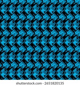 Padrão contínuo de cor houndstooth geométrico com ornamento pied-de-poule. Design gráfico monocromático. Moderno minimalista fundo quadrado elegante. Motivo quadriculado vetorial para tecido, têxtil.