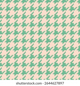 Padrão geométrico houndstooth verde sem emenda com ornamento pied-de-poule. Design gráfico monocromático. Moderno minimalista fundo quadrado elegante. Motivo quadriculado vetorial para tecido, têxtil.