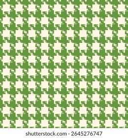 Padrão geométrico houndstooth verde sem emenda com ornamento pied-de-poule. Design gráfico monocromático. Moderno minimalista fundo quadrado elegante. Motivo quadriculado vetorial para tecido, têxtil.