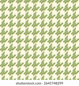 Geometric houndstooth green seamless pattern with pied-de-poule ornament. Monochrome graphic design. Modern minimalist stylish squared background. Vector chequered motif for fabric, textile.