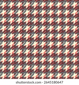 Padrão geométrico houndstooth cinza sem emenda com ornamento pied-de-poule. Design gráfico monocromático. Moderno minimalista fundo quadrado elegante. Motivo quadriculado vetorial para tecido, têxtil.