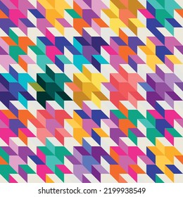 Geometric HoundsTooth Multicolor Seamless Pattern
