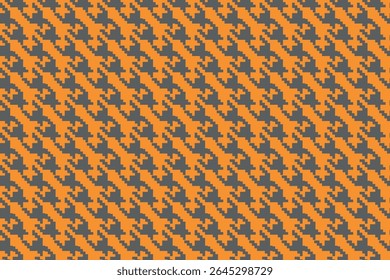 Padrão geométrico houndstooth laranja sem costura com ornamento pied-de-poule. Design gráfico monocromático. Moderno minimalista fundo quadrado elegante. Motivo quadriculado vetorial para tecido, têxtil.