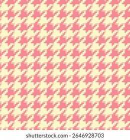 Padrão geométrico houndstooth rosa sem costura com ornamento pied-de-poule. Design gráfico monocromático. Moderno minimalista fundo quadrado elegante. Motivo quadriculado vetorial para tecido, têxtil.