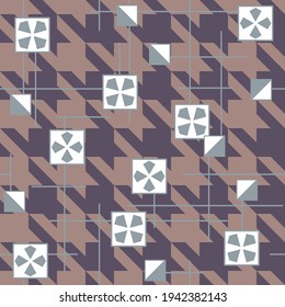 Geometrischer Hunde-Zahn-Druck. Nahtloses Muster, inspiriert von Vintage-Design. Vorlage für Pflaumen, Hemden, Servietten, Kleider und andere.