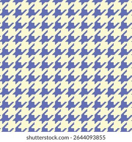 Geometric houndstooth purple seamless pattern with pied-de-poule ornament. Monochrome graphic design. Modern minimalist stylish squared background. Vector chequered motif for fabric, textile.