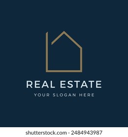 Geometric house building construction logo template. Logo can be apartment, real estate, hotel and architecture.