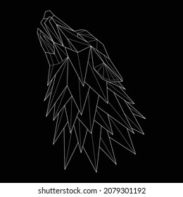 Geometric howling wolf illustration for logo, tattoo, coloring, wallpaper and printing on t-shirts