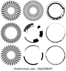 Geometric HUD, sc-fi GUI, UI circular elements. Geometric circle vector