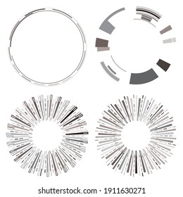 Geometric HUD, sc-fi GUI, UI circular element. Geometric circle, ring vector. Abstract crosshair, reticle, targetmark vector illustration