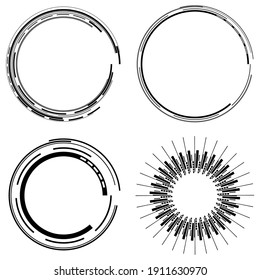 Geometric HUD, sc-fi GUI, UI circular element. Geometric circle, ring vector. Abstract crosshair, reticle, targetmark vector illustration