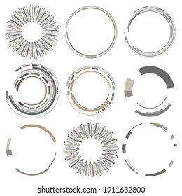 Geometric HUD, Sc-fi GUI, UI Circular Element. Geometric Circle, Ring Vector. Abstract Crosshair, Reticle, Targetmark Vector Illustration