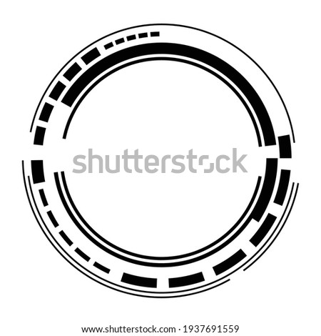 Geometric HUD, sc-fi GUI, UI circular element. Geometric circle, ring vector. Abstract crosshair, reticle, targetmark vector illustration