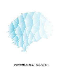 geometric human brain in triangles. Vector illustration isolated on white background