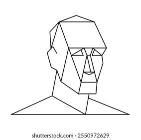 Retrato geométrico da cabeça humana. Ícone de rosto de perfil principal. Anatomia e polígono abstrato. Imagem de ilustração vetorial. 