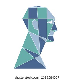 Geometric human head silhouette. Abstract graphic. Vector illustration image.