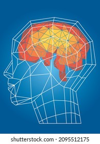 Geometric, Human Profile, Brain Illustration AI Medical Technology Image, Graphic Material