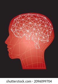 Geometric, Human Profile, Brain Illustration AI Medical Technology Image, Graphic Material