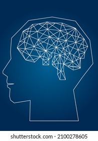 Geometric, Human Profile, Brain Illustration AI Medical Technology Image, Graphic Material