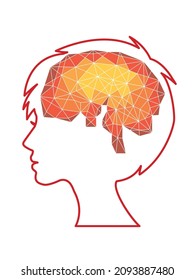 Geometric, Human Profile, Illustration Of Female Brain AI Medical Technology Image, Graphic Material