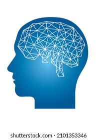 Geometric, Human Profile, Illustration Of Male Brain AI Medical Technology Image, Graphic Material