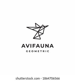Geometric humming bird line style logo and icon design