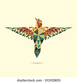 Geometric Hummingbird Abstract Colour