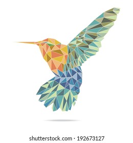 geometric hummingbird side view abstract colour eps 10 vector