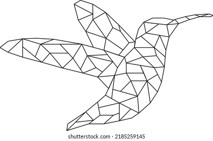 Geometric hummingbird vector illustration. Animal icon line style design. Animal wall art, contemporary wall art.