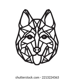 Geometric Husky Head Wall Art, Wooden Dog Decor, Home Decor Huskey Face Tshirt Design