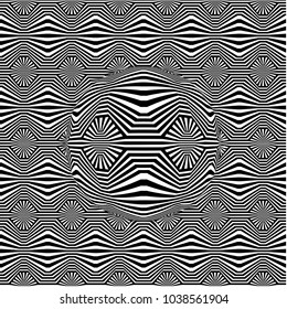 Geometric hypnotize black and white pattern. Abstract structure background