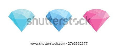 Geometric ice cream cone vector illustration, colorful polygonal style, floral decoration elements