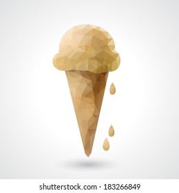 Geometric ice cream with drops. Vector illustration.