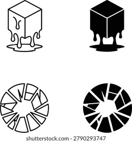 Geometric Ice Cube and Sphere Vector Icons