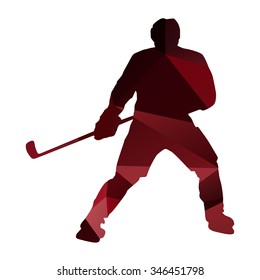 Geometric ice hockey player. Vector silhouette