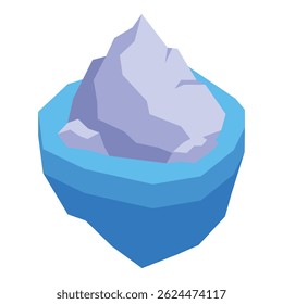Geometric iceberg floating in blue water with only the tip visible