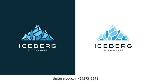 Geometric iceberg mountain logo template vector