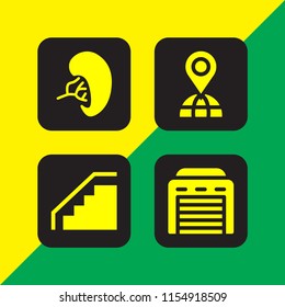 geometric icon. 4 geometric set with architecture and city, stairs, kidneys and maps and location vector icons for web and mobile app