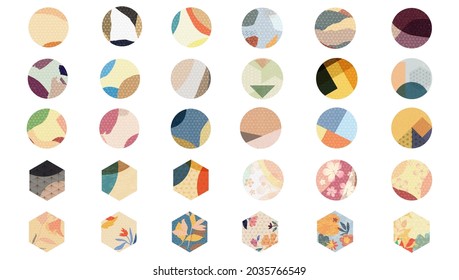 Geometric icon and background with Japanese pattern vector. Natural and abstract elements in vintage style.