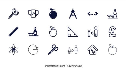 Geometric icon. collection of 18 geometric filled and outline icons such as apple, compass, manicure scissors, diaper, triangle. editable geometric icons for web and mobile.