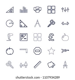 Geometric icon. collection of 25 geometric outline icons such as apple, panther, ruler, triangle ruler, diaper, manicure scissors. editable geometric icons for web and mobile.