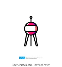 Geometric Icon of a Colorful Round Shape on Three Legs with Stylized Design Elements and Minimalist Aesthetic