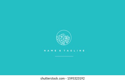 Geometric icon logo of a Bison in a circle 