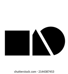 Geometric icon, logo shape with overlapping circle, square and triangle. Construction, building, structure and assembly symbol icon